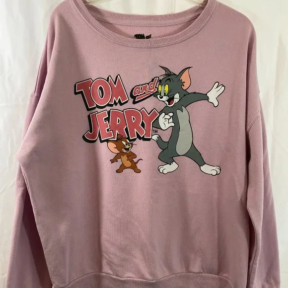 Tom and Jerry Pink Long Sleeve Pullover Sweatshirt EUC Women's Size XXL - Picture 10 of 12